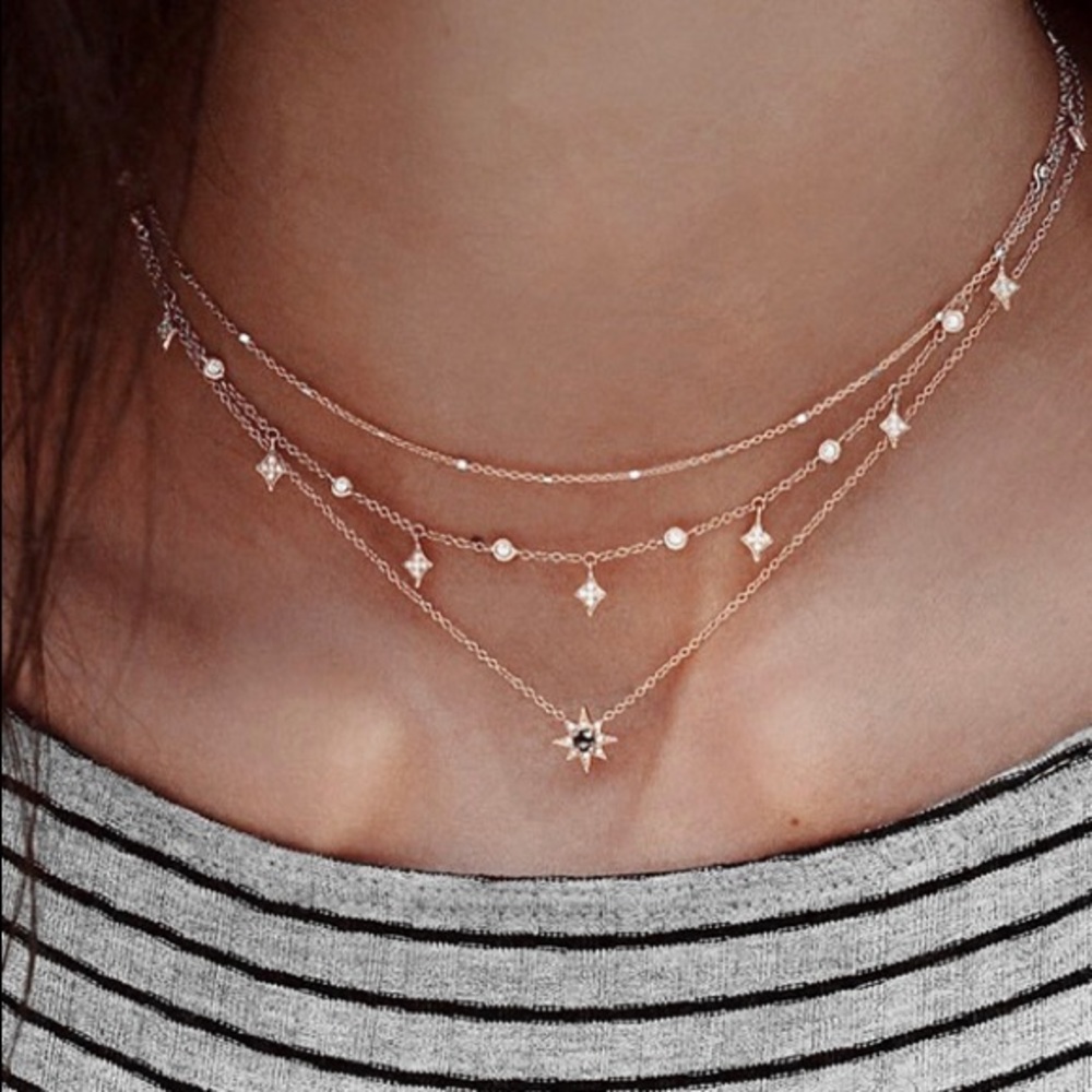 Gold star choker necklace